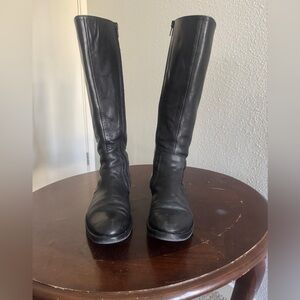 Black Leather Knee-High Boots